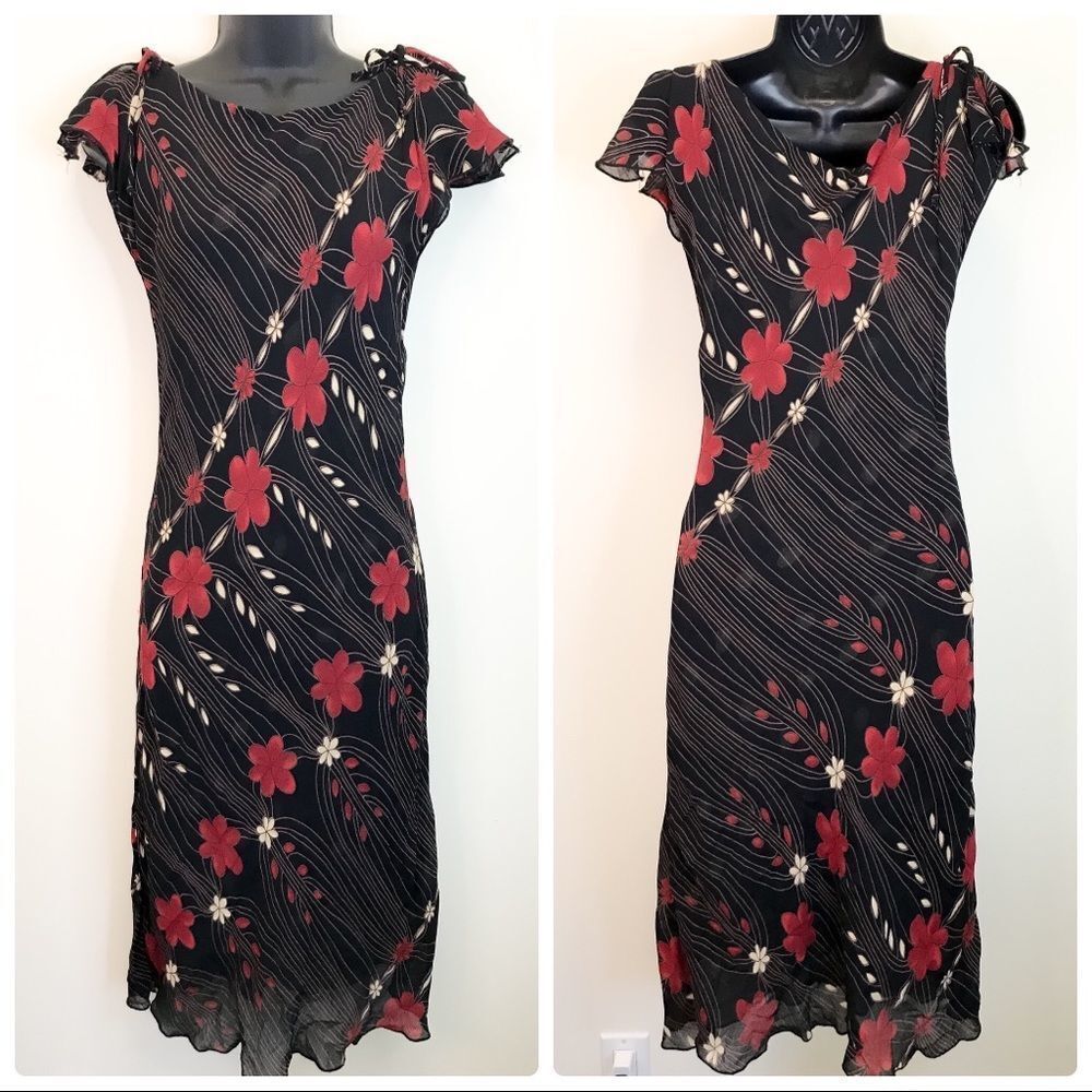 Lapis vintage 90s floral chiffon midi dress size medium 